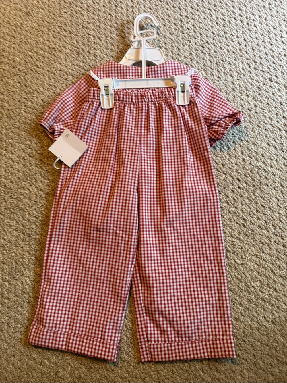 Red Gingham Two-Piece Set with Peter Pan Collar 3T NWT - Picture 4 of 4